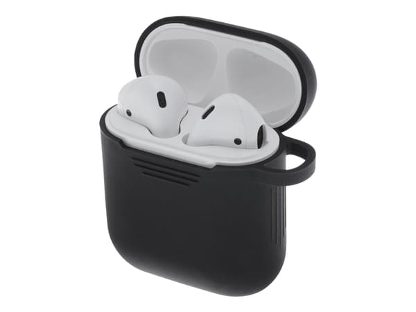 DELTACO - Taske til øretelefoner - silikoni - sort - for Apple AirPods (1. generation, 2. generation)