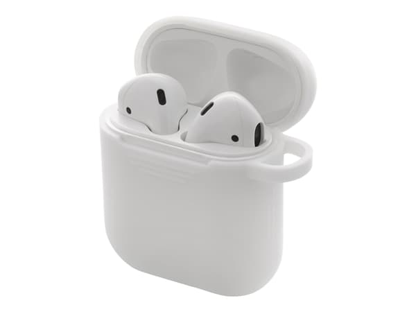 DELTACO - Fodral för hörlurar - silikon - vit - för Apple AirPods (1:a generation, 2a generation)