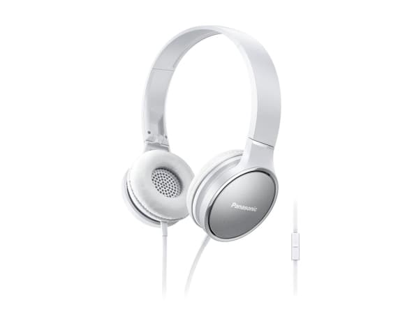 Panasonic RP-HF300ME - Hodetelefoner med mikrofon - on-ear - kablet - 3,5 mm jakk - hvit