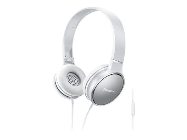 Panasonic RP-HF300ME - Hodetelefoner med mikrofon - on-ear - kablet - 3,5 mm jakk - hvit