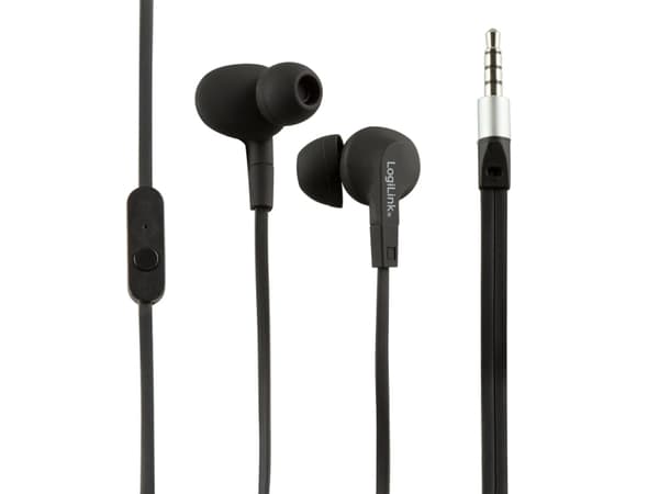 LogiLink Sports-Fit In-Ear Headset - Ørepropper med mikrofon - i øret - kablet - 3,5 mm jakk - svart