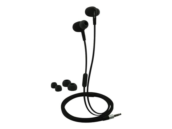 LogiLink Sports-Fit In-Ear Headset - Ørepropper med mikrofon - i øret - kablet - 3,5 mm jakk - svart