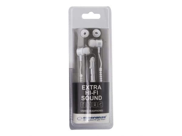 Esperanza EH161W, Kuulokkeet, In-ear, Calls/Music, Valkoinen, Kaksikanavainen, 1,2 m