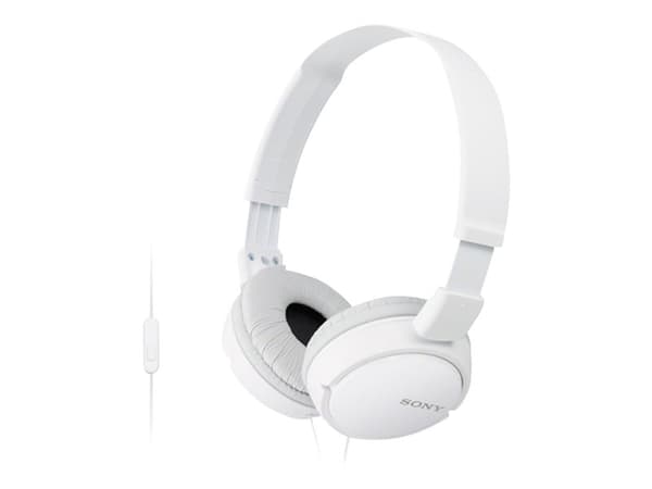 Sony MDR-ZX110AP - Hodetelefoner med mikrofon - full størrelse - kablet - 3,5 mm jakk - hvit