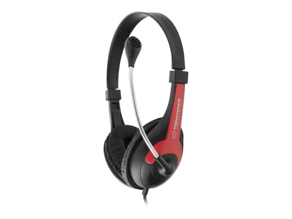 Esperanza ROOSTER - Headset - fullstorlek - kabelansluten - svart / röd