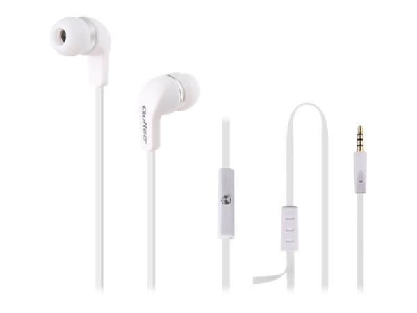 Qoltec - Hörlurar med mikrofon - inuti örat - kabelansluten - 3,5 mm kontakt - vit
