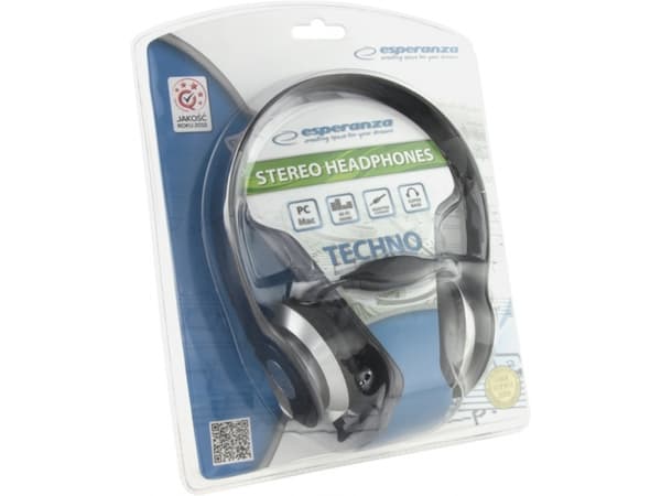 Esperanza EH145K TECHNO - Hodetelefoner - full størrelse - kablet - 3,5 mm jakk - svart