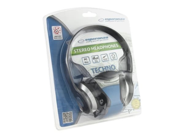 Esperanza EH145K TECHNO - Hodetelefoner - full størrelse - kablet - 3,5 mm jakk - svart