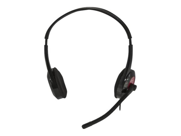 DELTACO HL-108 - Hodesett - on-ear - kablet - svart, rød