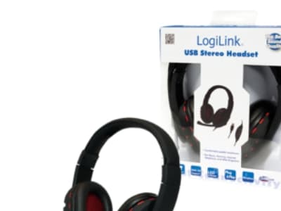 LogiLink HS0033, Langallinen, Puhelut/Musiikki, 20 - 20000 Hz, 365 g, Kuulokkeet, Musta, Punainen