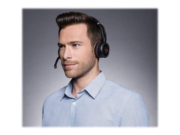 Jabra Evolve 75 MS Stereo Headset Kabel & Trådlös Huvudband Kontor/callcenter Micro-USB Bluetooth Svart, Röd