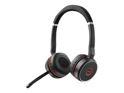 Jabra Evolve 75 MS Stereo Headset Kabel & Trådlös Huvudband Kontor/callcenter Micro-USB Bluetooth Svart, Röd