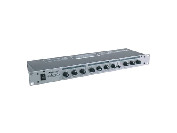 Omnitronic EM-260, 6 kanavaa, 69 dB, 0,025%, 35 W, 482 x 123 x 43 mm, 2,2 kg