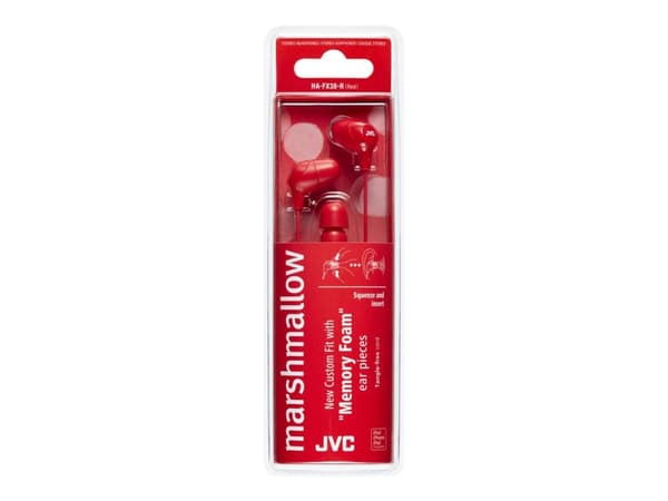 JVC HA-FX38-E Marshmallow - Hörlurar - inuti örat - kabelansluten - röd