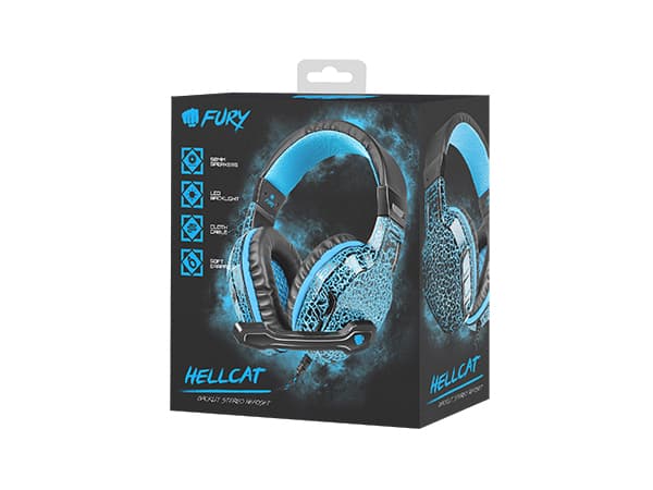 FURY Hellcat, Kabel, Spela, 20 - 20000 hz, 210 g, Headset, Svart, Blå