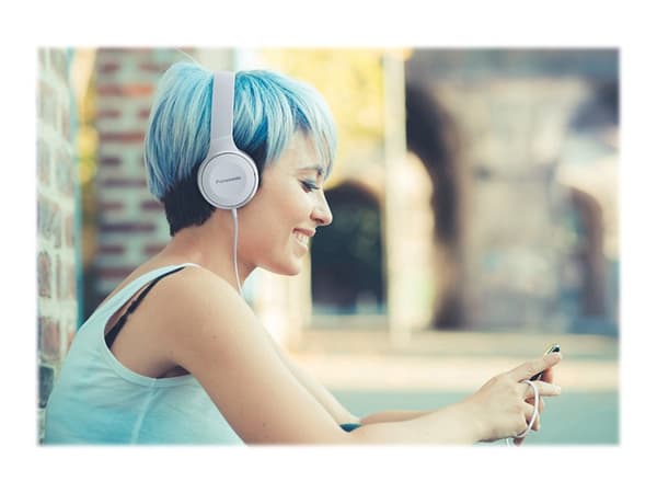 Panasonic RP-HF100E - Hodetelefoner - on-ear - kablet - 3,5 mm jakk - hvit