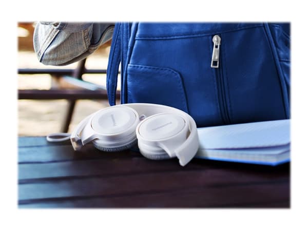 Panasonic RP-HF100E - Hodetelefoner - on-ear - kablet - 3,5 mm jakk - hvit