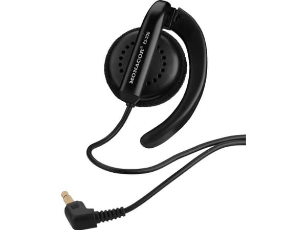 Monacor ES-200, Kuulokkeet, Ear-hook, Musta, 1 m, Langallinen, Korvanpäällis