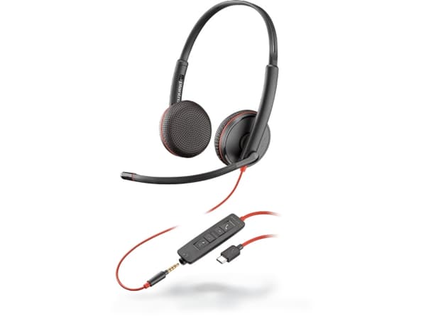 Poly Blackwire C3225 USB-C - 3200 Series - headset - på örat - kabelansluten - 3,5 mm kontakt, USB-C - ljudisolerande