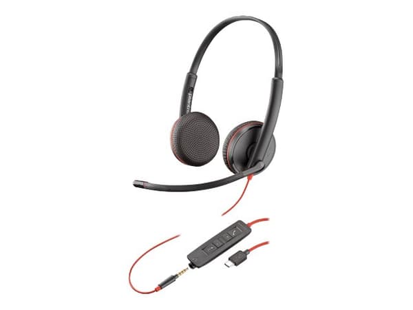 Poly Blackwire C3225 USB-C - 3200 Series - headset - på örat - kabelansluten - 3,5 mm kontakt, USB-C - ljudisolerande