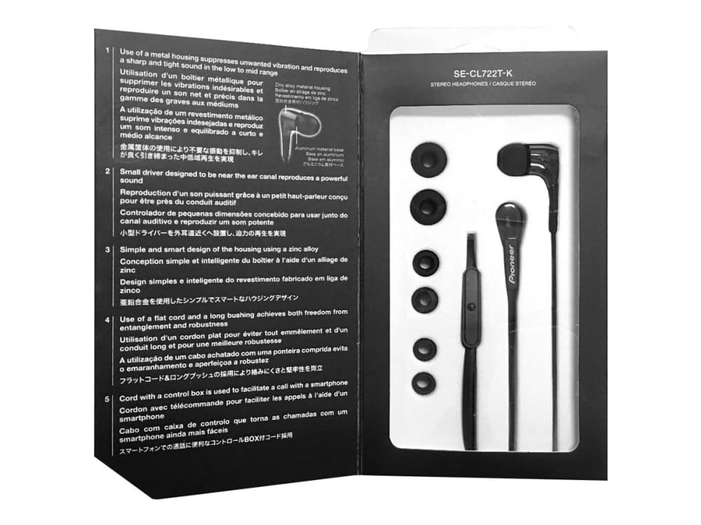 Pioneer SE-CL722T - Hörlurar med mikrofon - inuti örat - kabelansluten - 3,5 mm kontakt - svart