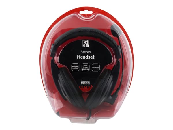 DELTACO HL-50 - Headset - fullstorlek - kabelansluten - 3,5 mm kontakt - svart
