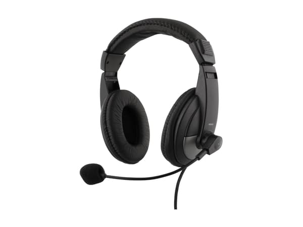 DELTACO HL-50 - Headset - fullstorlek - kabelansluten - 3,5 mm kontakt - svart