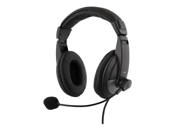 DELTACO HL-50 - Headset - fullstorlek - kabelansluten - 3,5 mm kontakt - svart