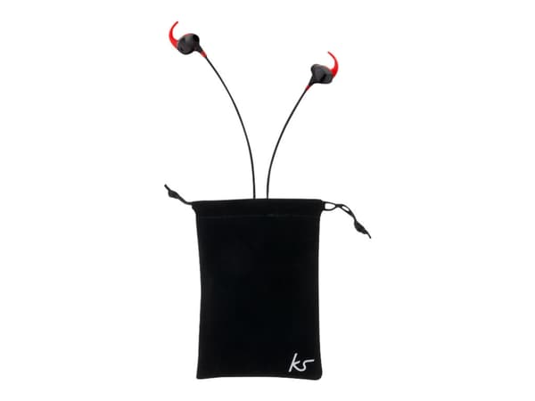 KitSound Immerse Active Wireless - Ørepropper med mikrofon - i øret - Bluetooth - trådløs - aktiv støydemping - svart, rød