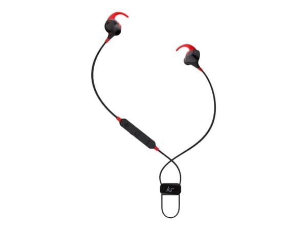 KitSound Immerse Active Wireless - Ørepropper med mikrofon - i øret - Bluetooth - trådløs - aktiv støydemping - svart, rød
