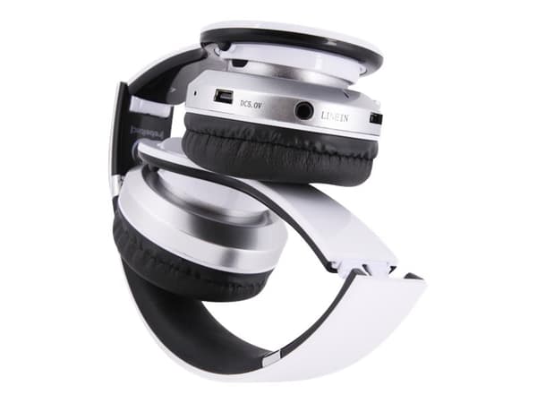 Rebeltec CRYSTAL - Hodetelefoner med mikrofon - on-ear - Bluetooth - trådløs - hvit