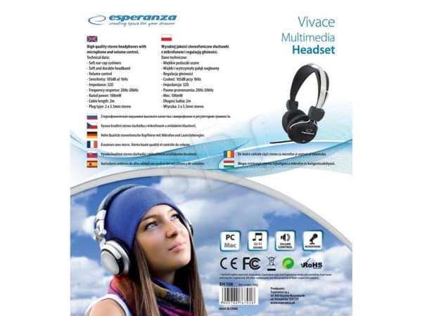 Esperanza EH108 VIVACE - Hodesett - full størrelse - kablet