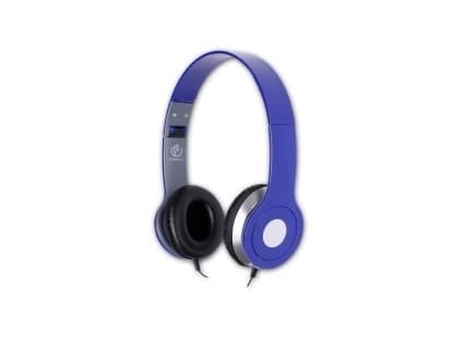 Rebeltec CITY - Hodetelefoner med mikrofon - on-ear - kablet - 3,5 mm jakk - blå