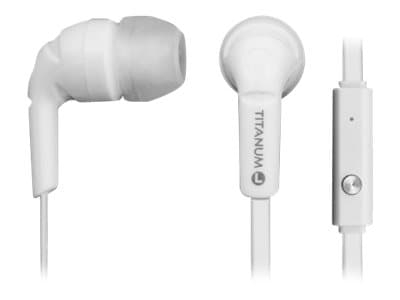 Titanum TH109W - Ørepropper med mikrofon - i øret - kablet - 3,5 mm jakk - hvit