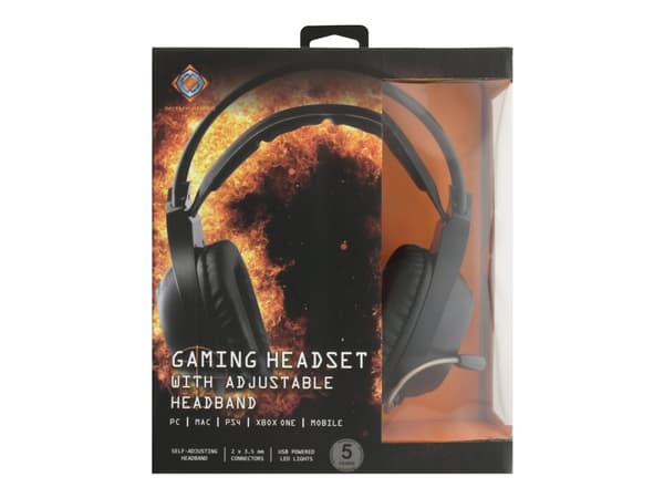 DELTACO GAMING GAM-069 - Hodesett - full størrelse - kablet - USB, 3,5 mm jakk - svart