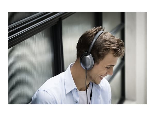 Philips Flite Everlite SHL4805DC - Hodetelefoner med mikrofon - full størrelse - kablet - 3,5 mm jakk - svart