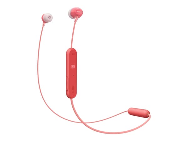 Sony WI-C300 - Hörlurar med mikrofon - inuti örat - Bluetooth - trådlös - NFC - röd