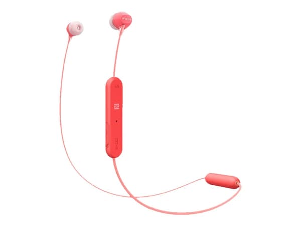 Sony WI-C300 - Hörlurar med mikrofon - inuti örat - Bluetooth - trådlös - NFC - röd