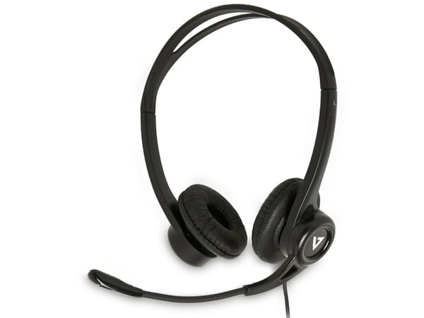 V7 HU311-2EP, Koblet med ledninger (ikke trådløs), Kontor/kundesenter, 20 - 20000 Hz, 72,5 g, Hodesett, Sort
