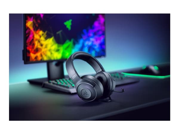 Razer Kraken X - Hodesett - full størrelse - kablet - 3,5 mm jakk - lydisolerende - klassisk svart