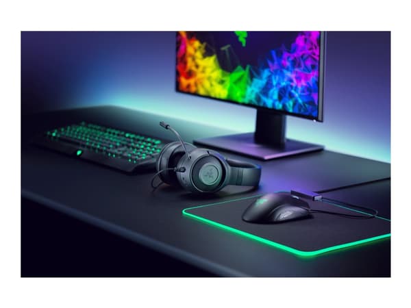 Razer Kraken X - Hodesett - full størrelse - kablet - 3,5 mm jakk - lydisolerende - klassisk svart