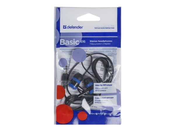 Defender Basic 616 - Ørepropper - i øret - kablet - 3,5 mm jakk - svart, blå
