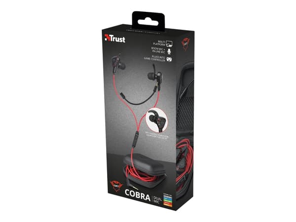 Trust GXT 408 Cobra - Hörlurar med mikrofon - inuti örat - kabelansluten - 3,5 mm kontakt