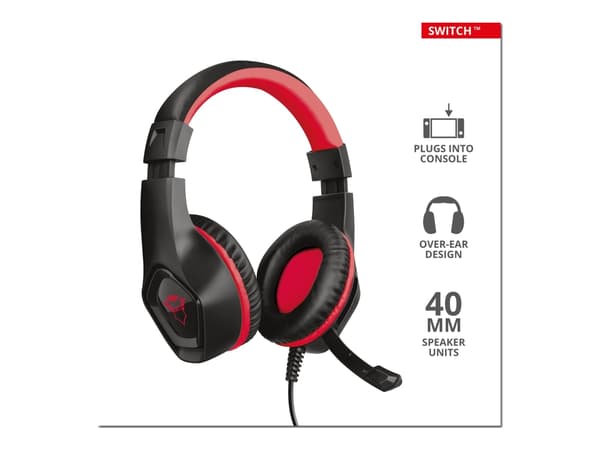 Trust GXT 404R Rana Headset Kabel Huvudband Spela Svart, Röd