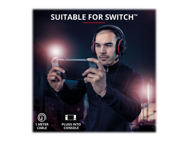 Trust GXT 404R Rana Headset Kabel Huvudband Spela Svart, Röd