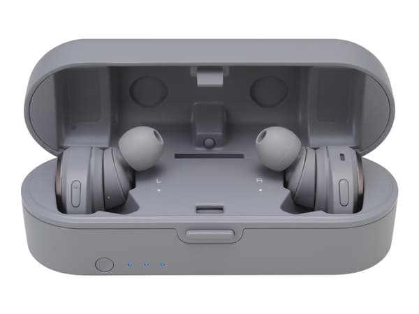 Audio-Technica ATH CKR7TW - True wireless-hodetelefoner med mikrofon - i øret - Bluetooth - grå