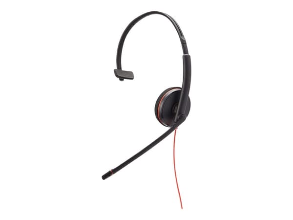 POLY Blackwire C3210, Langallinen, Puhelut/Musiikki, 87 g, Kuulokkeet, Musta, Punainen