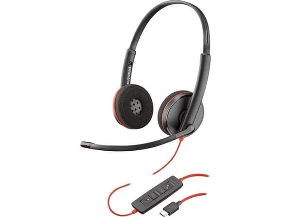 POLY Blackwire 3220, Langallinen, Toimisto/puhelukeskus, 20 - 20000 Hz, 118 g, Kuulokkeet, Musta, Punainen