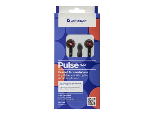 Defender Pulse-420, Langallinen, 20 - 20000 Hz, Kuulokkeet, Musta, Punainen