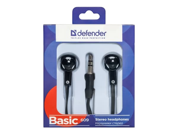 Defender Basic 609 - Ørepropper - i øret - kablet - 3,5 mm jakk - svart, hvit